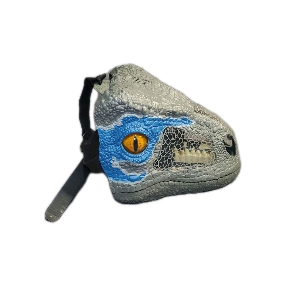 2017 MATTEL Jurassic World Park Chomp N Roar Blue Raptor Dinosaur Mask Works To2